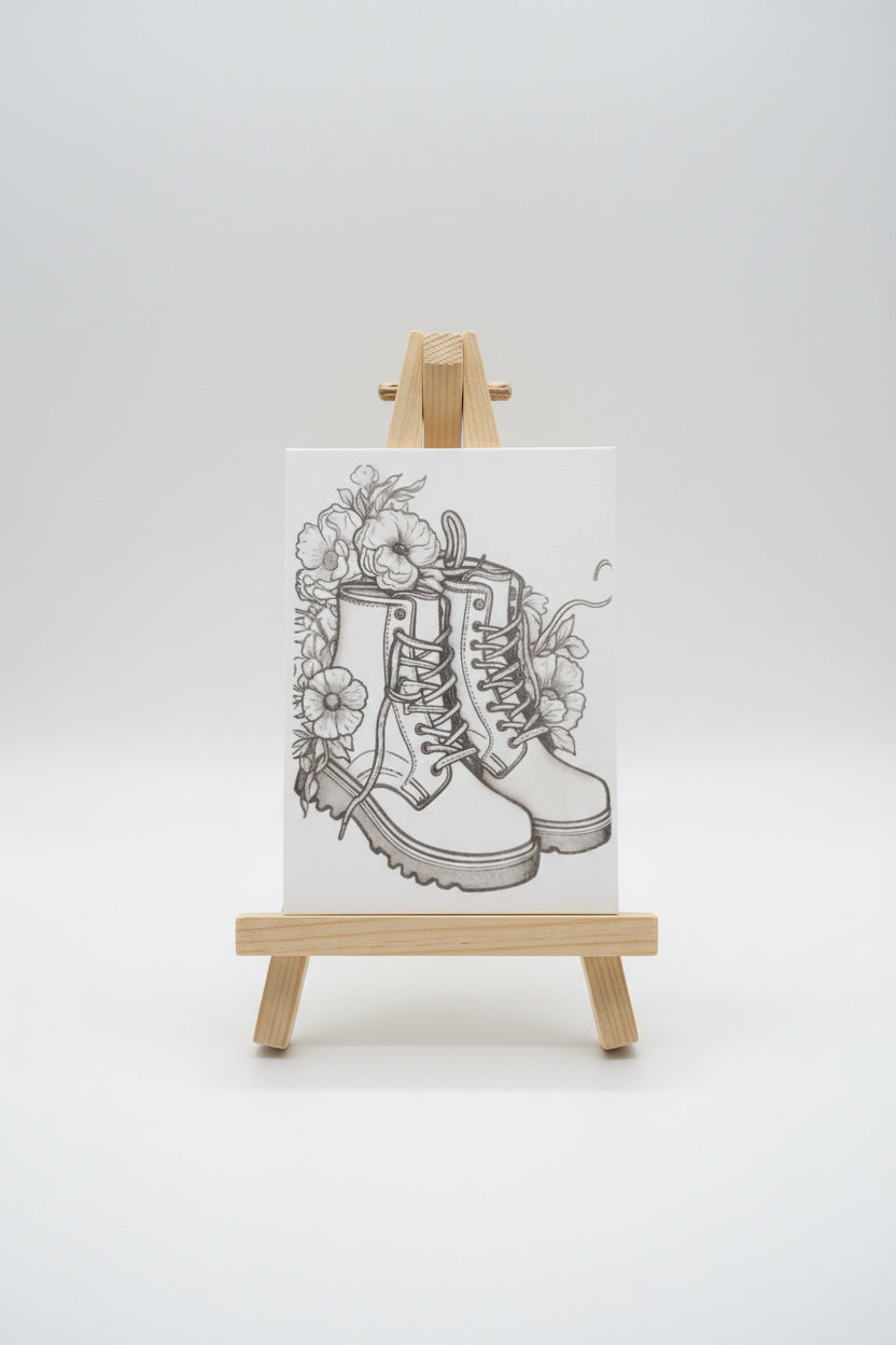 Canvas art kit~5x7~Boots with flowers