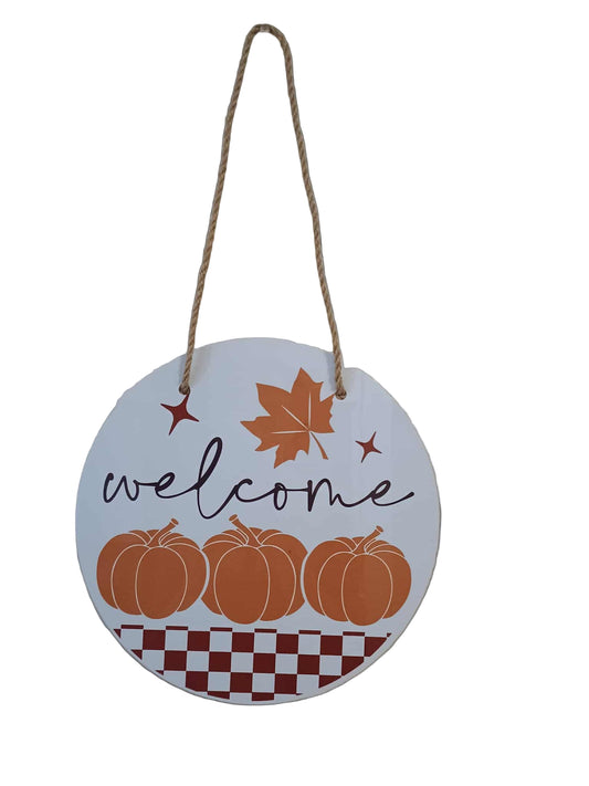 Fall door hanger~ Welcome with pumpkins