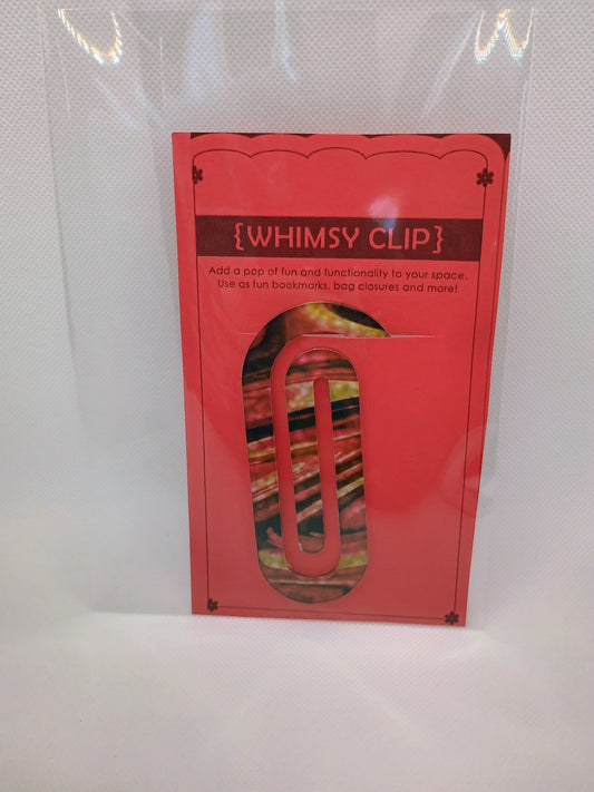 Whimsy clip large- red stripes