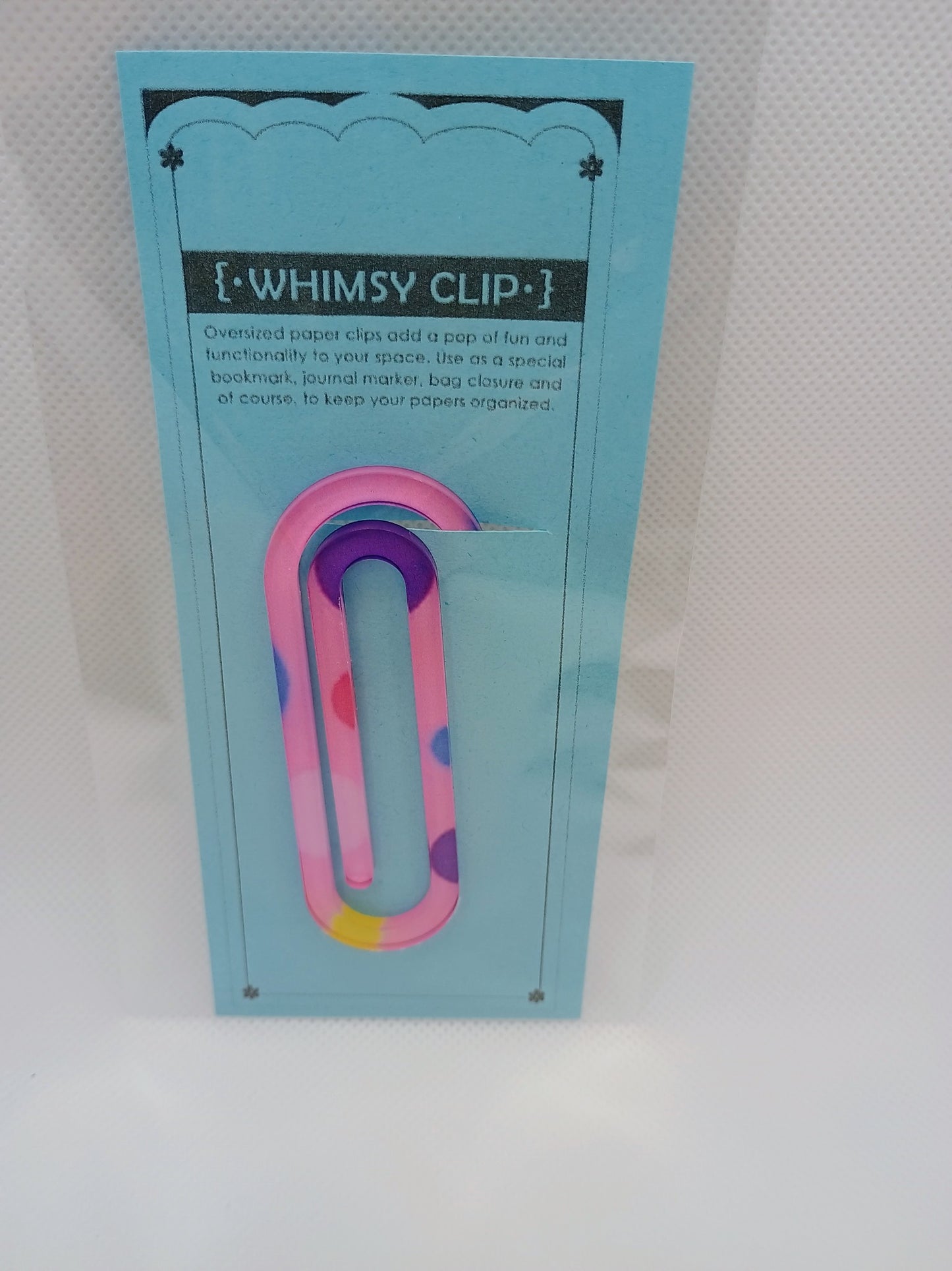 Whimsy clip small- pink dots