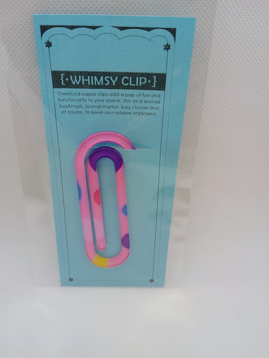 Whimsy clip small- pink dots