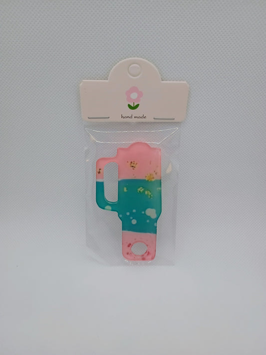Tumbler Toppers-Pink and green