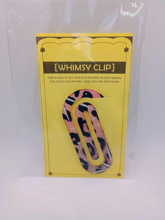 Whimsy clip large- pink leopard
