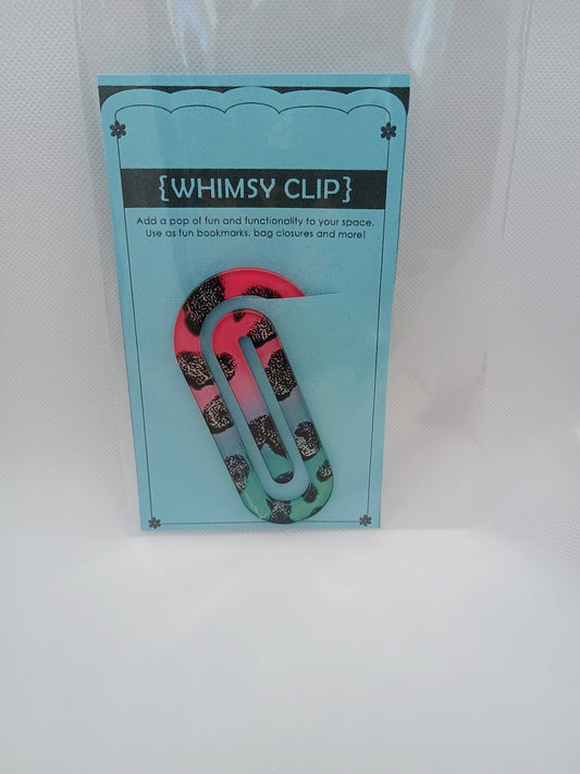 Whimsy clip large-pink/teal/black