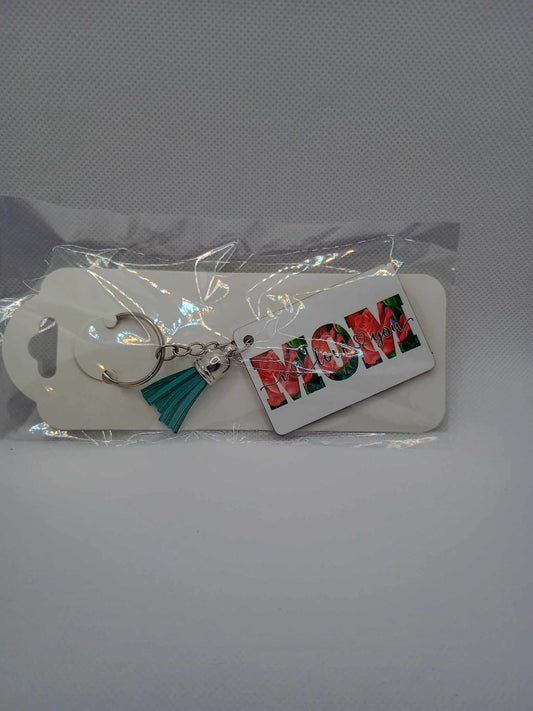 Rectangle keychain~green and red mom