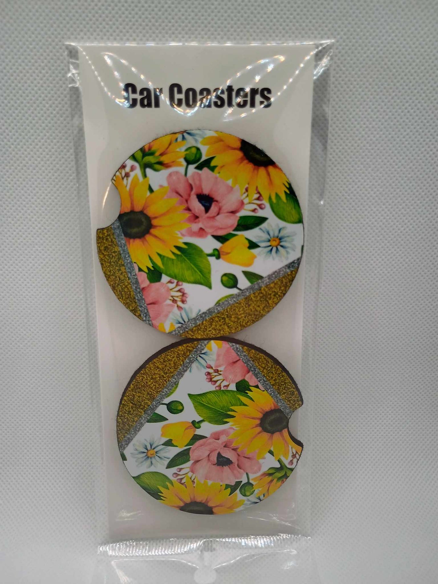 Car Coasters~gold glitter