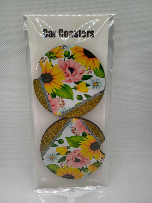 Car Coasters~gold glitter