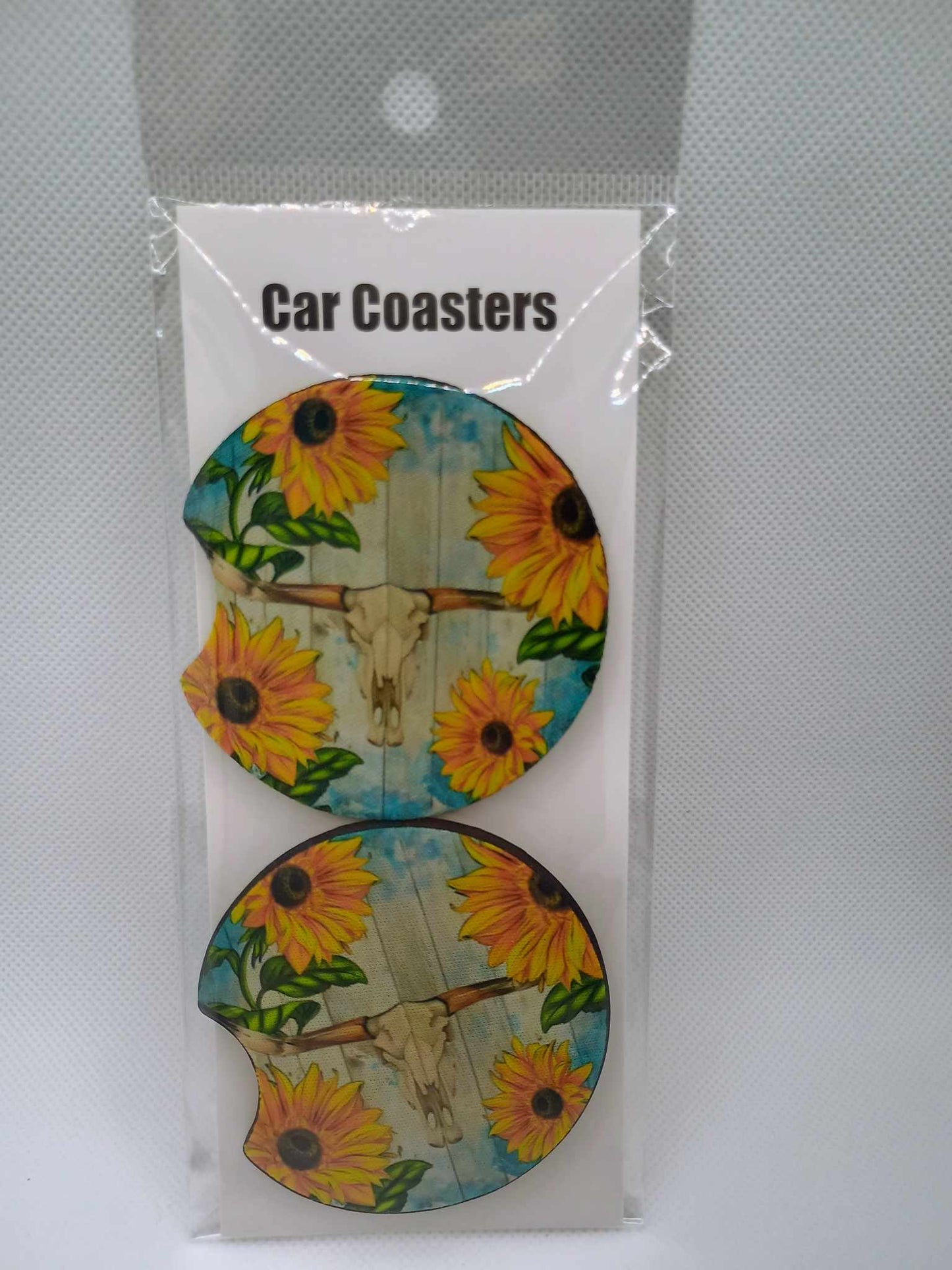 Car coasters~yellow flowers