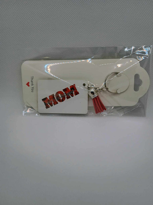 Rectangle keychain~mom red