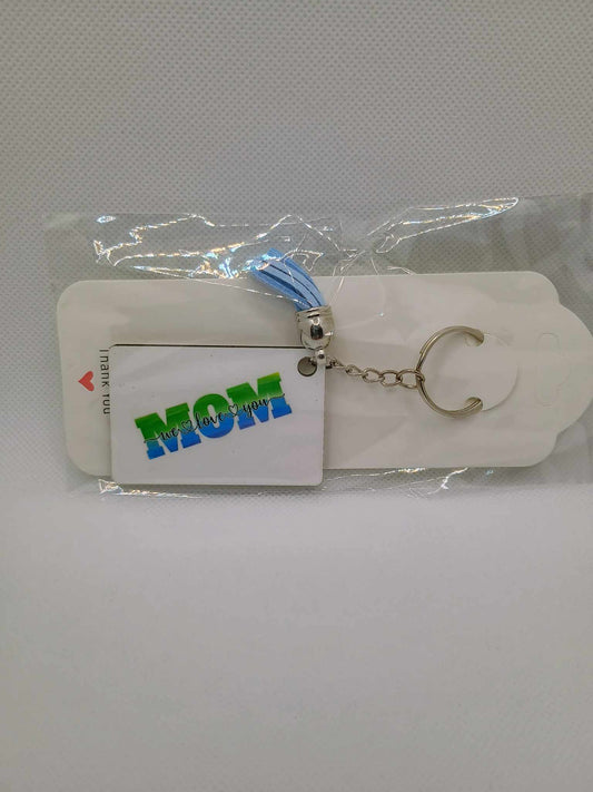 Rectangle keychain~green/blue mom