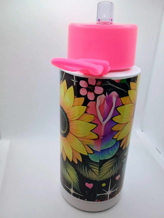 34 oz Sports water bottle~flowers