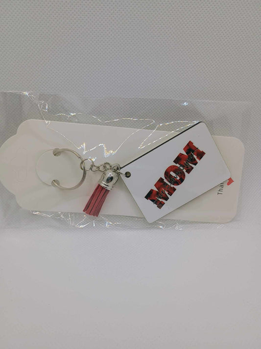 Rectangle keychain~red mom