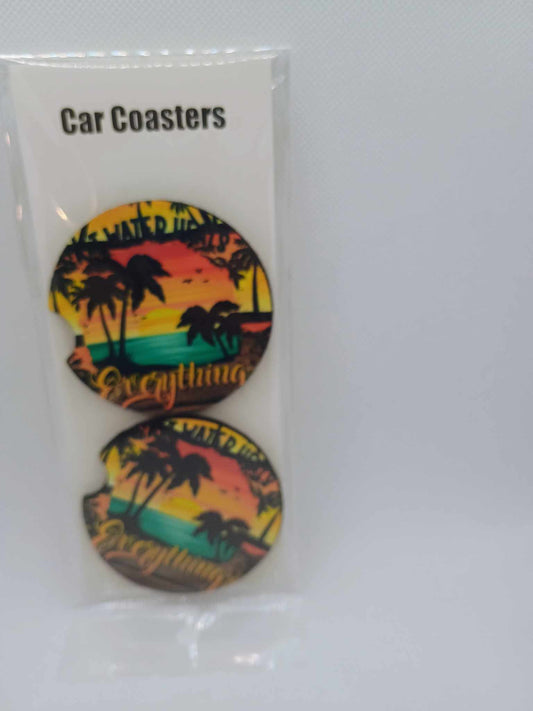Car coasters-palm trees