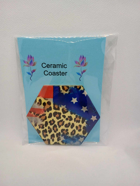 Ceramic coaster-blue leopard