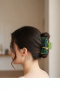 Hair clip~green marble