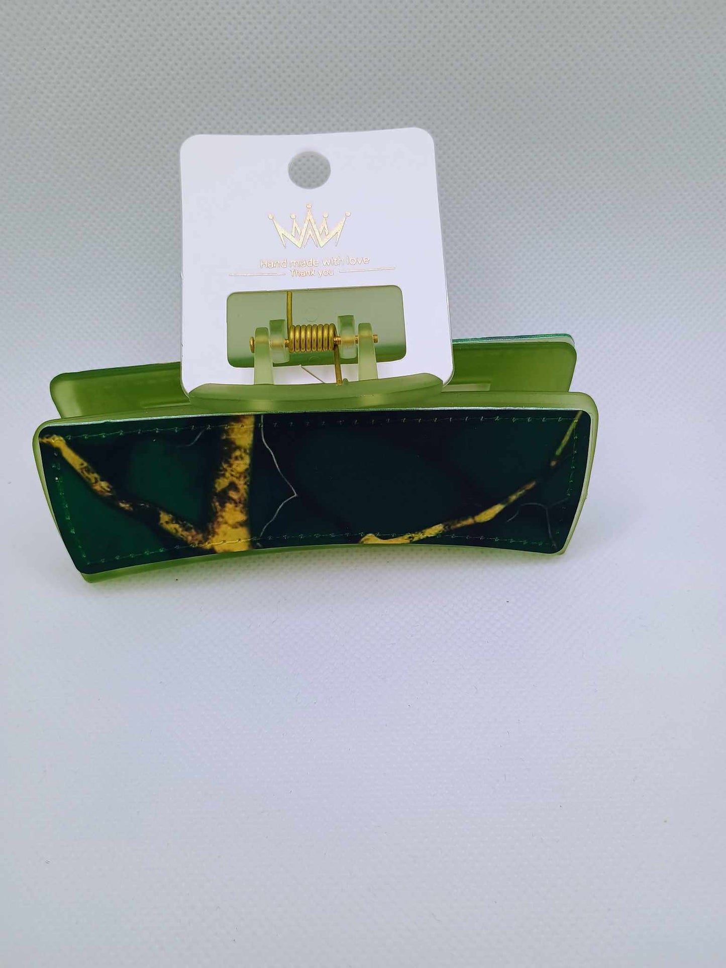 Hair clip~green marble