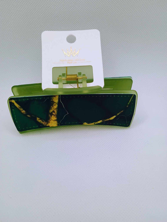 Hair clip~green marble