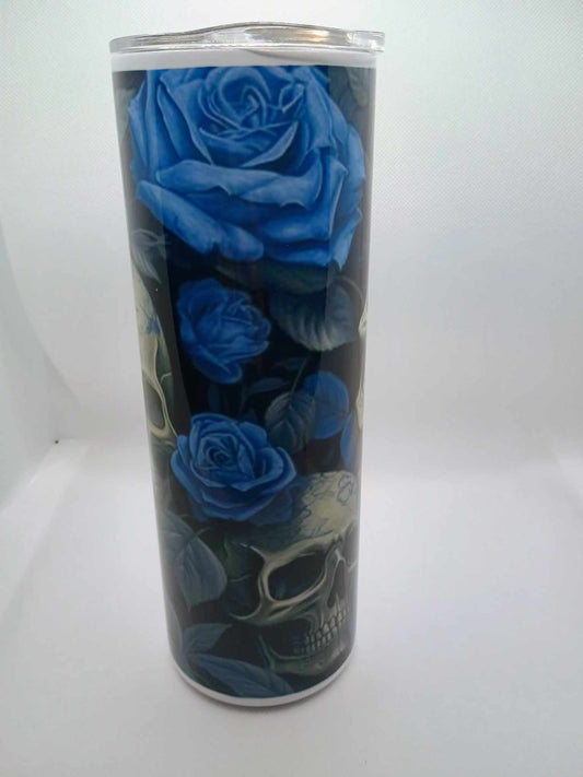 20 oz tumbler~roses and skulls
