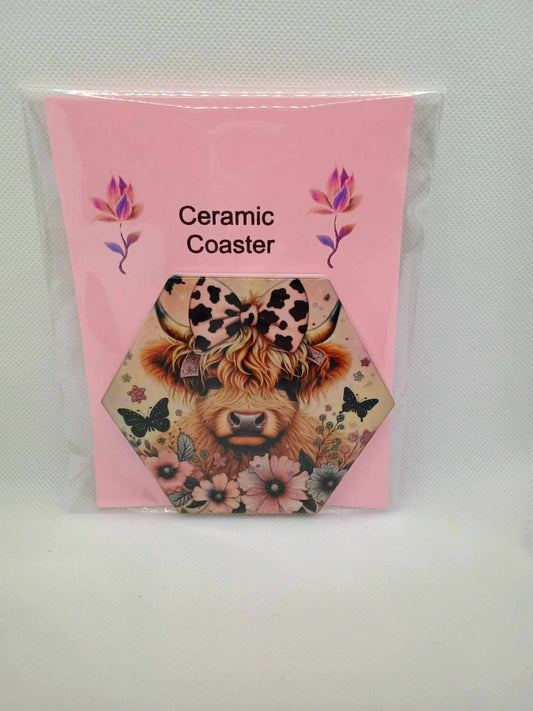 Ceramic coaster~highland cow