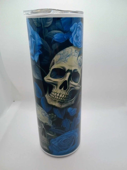 20 oz tumbler~roses and skulls