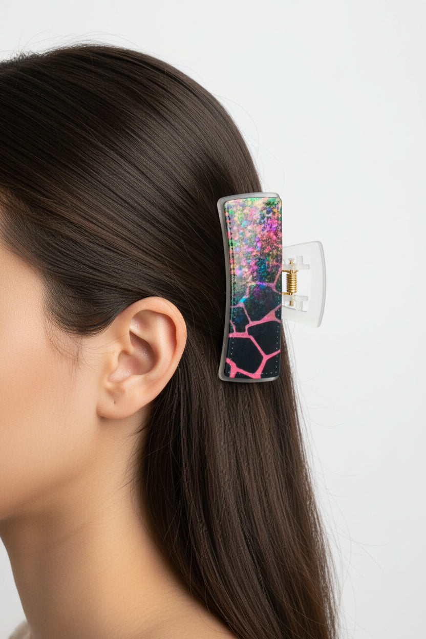 Hair clip~pink crackle