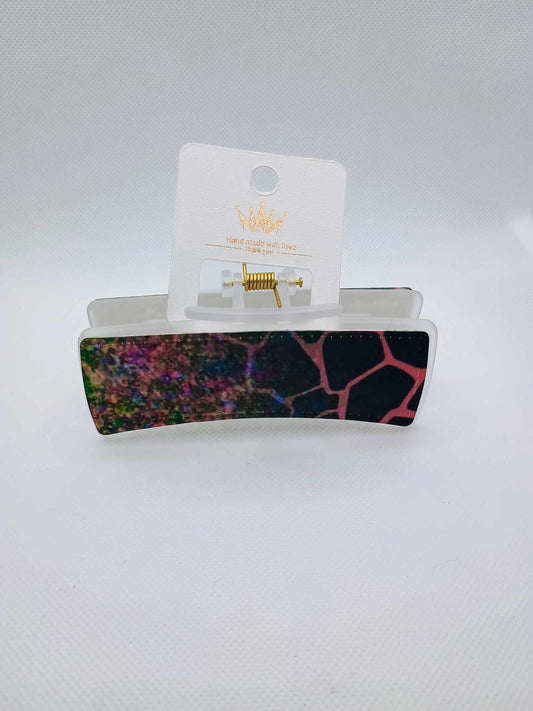 Hair clip~pink crackle