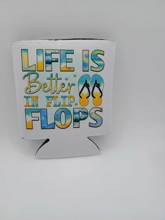 Can koozie~flip flops