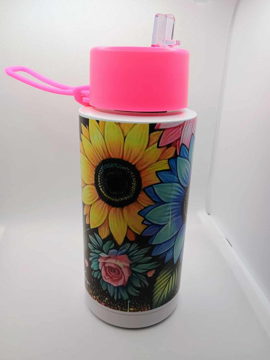 34 oz Sports water bottle~flowers