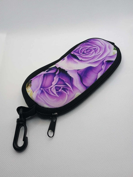 Sunglasses case-purple roses