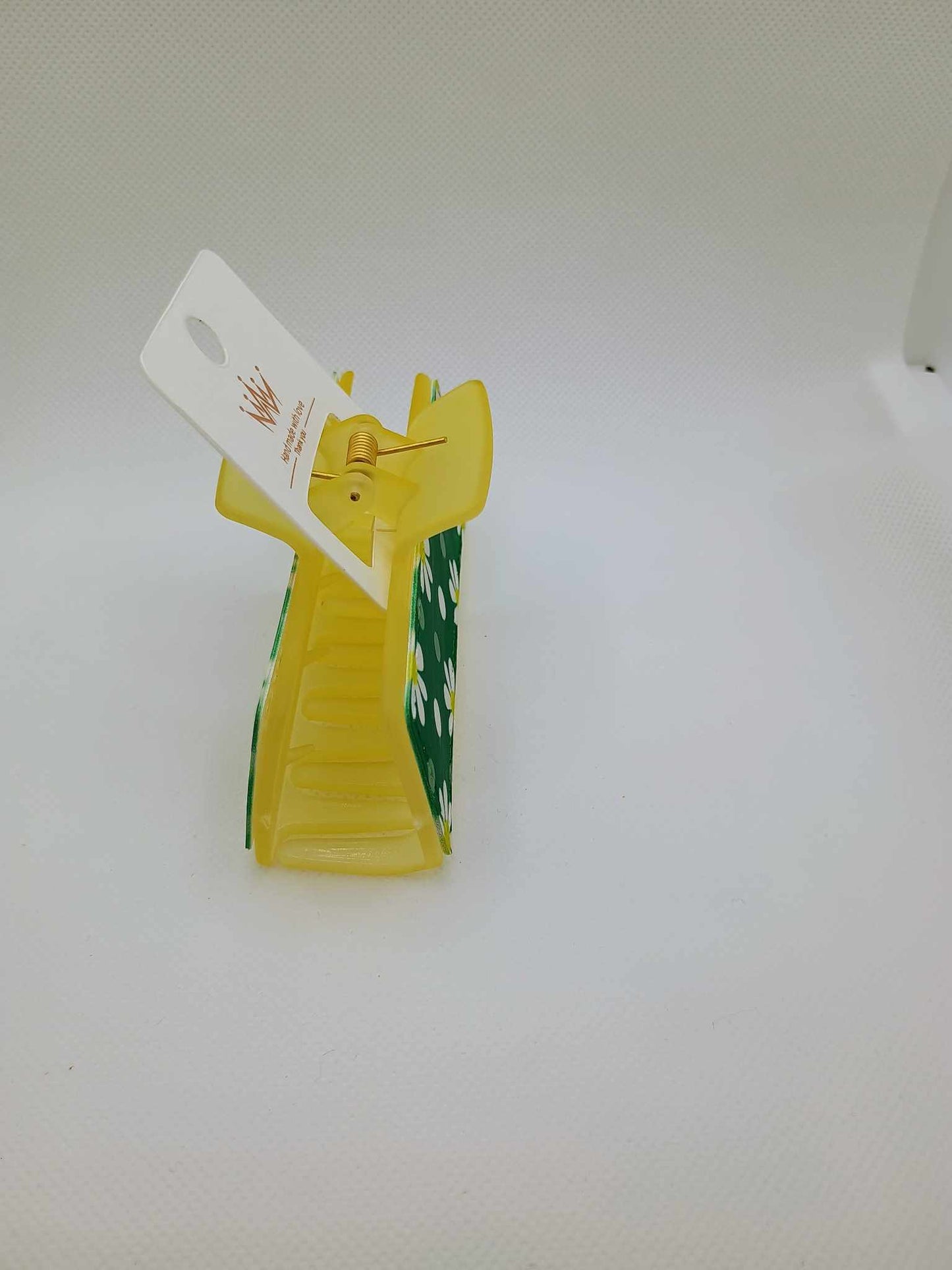 Hair clip~green/yellow flowers