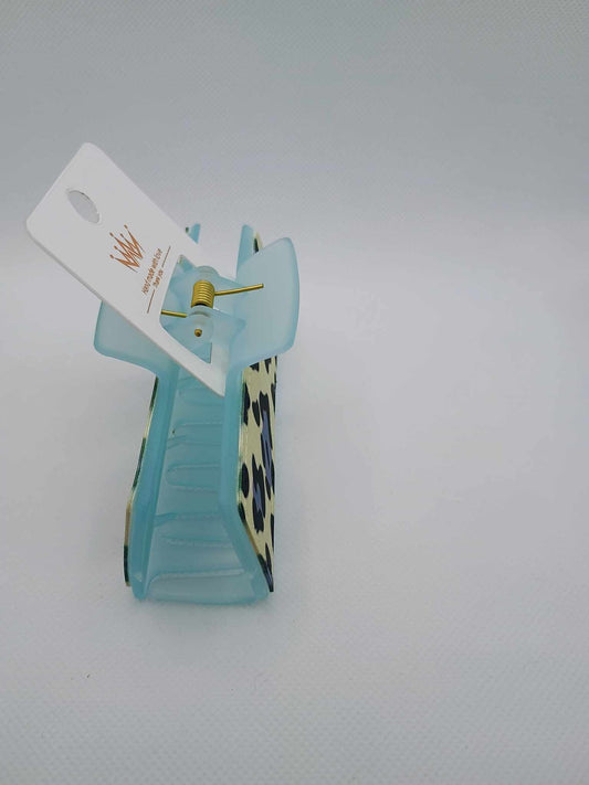 Hair clip~blue leopard