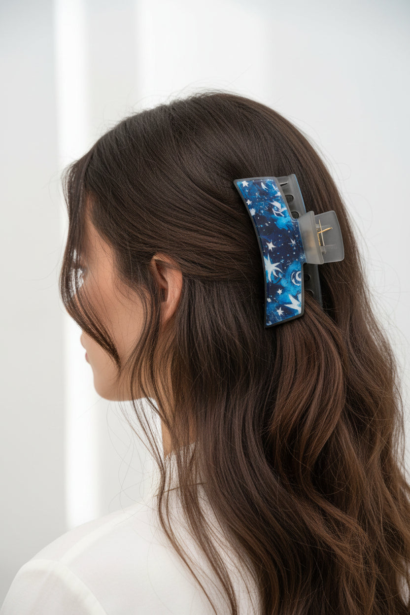 Hair clip~blue stars