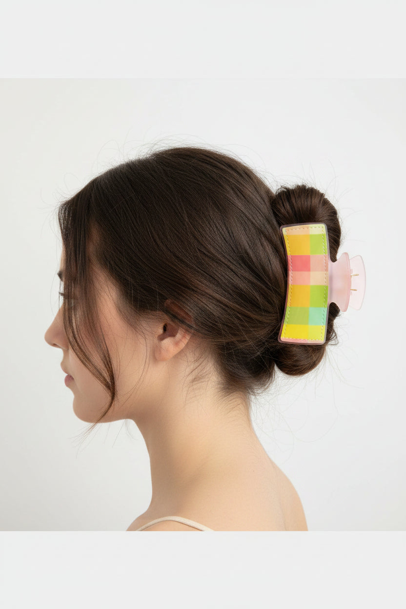 Hair clip~pink checkered