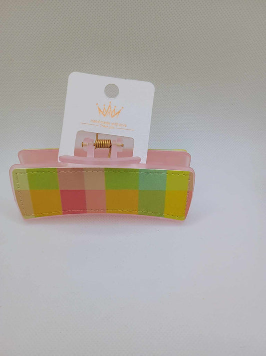 Hair clip~pink checkered