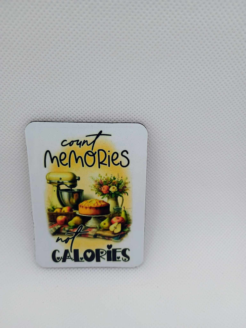 Count Memories Not Calories 2x3 cute refrigerator magnet with stand mixer illustration