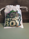 Satin drawstring bag~Birthday boy, monster truck