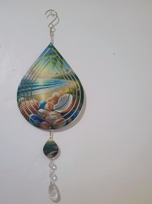 Tear drop wind spinner~Beach and shells