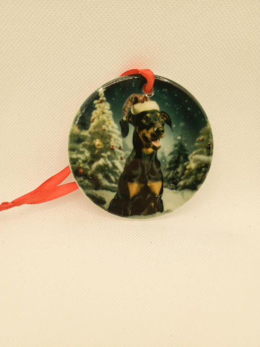 Ceramic Christmas ornament~Doberman