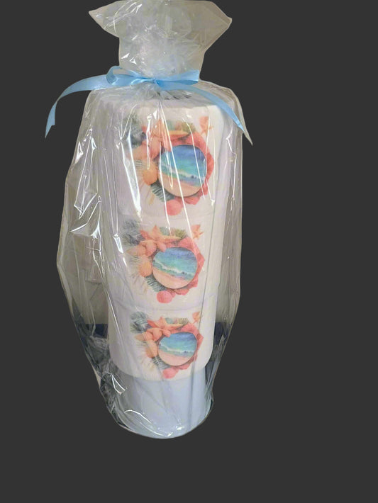 Decorative toilet paper with brush &stand ~beach