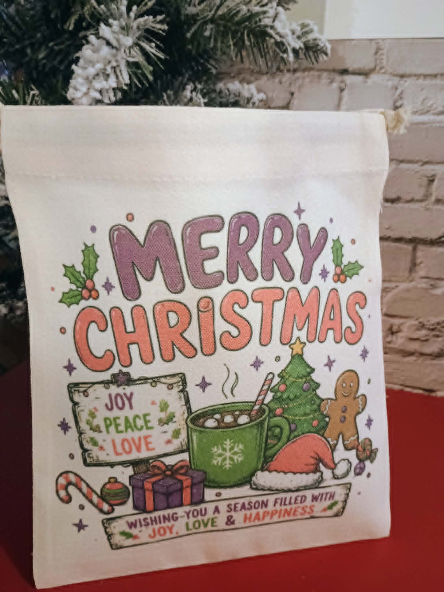 Christmas canvas bag~Purple~Pink~Merry Christmas