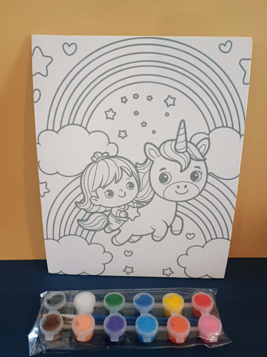 Canvas art kit~girl with unicorn