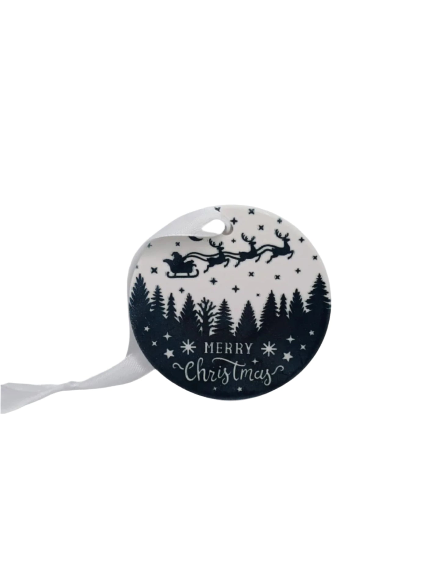 Ceramic Christmas ornament~black and white deer