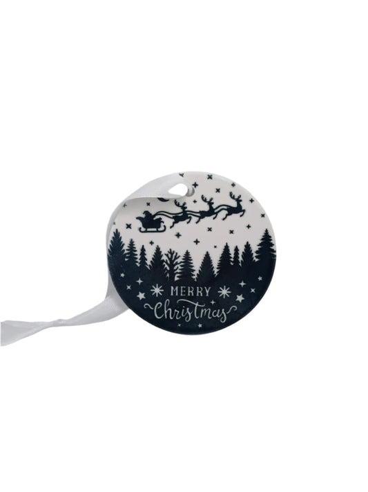 Ceramic Christmas ornament~black and white deer