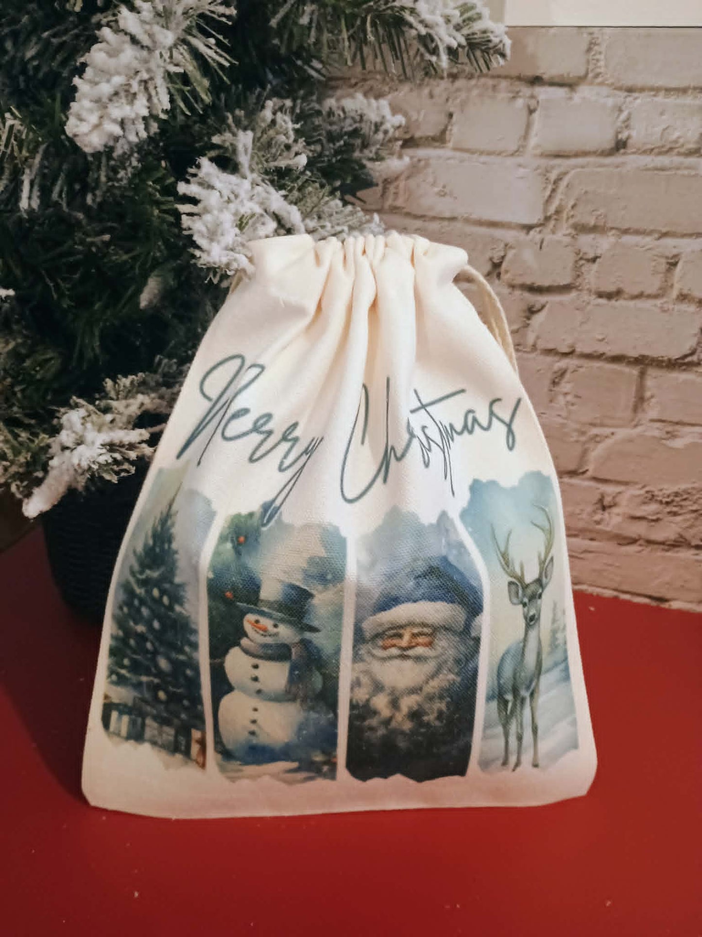 Christmas canvas bag~Blue Merry Christmas