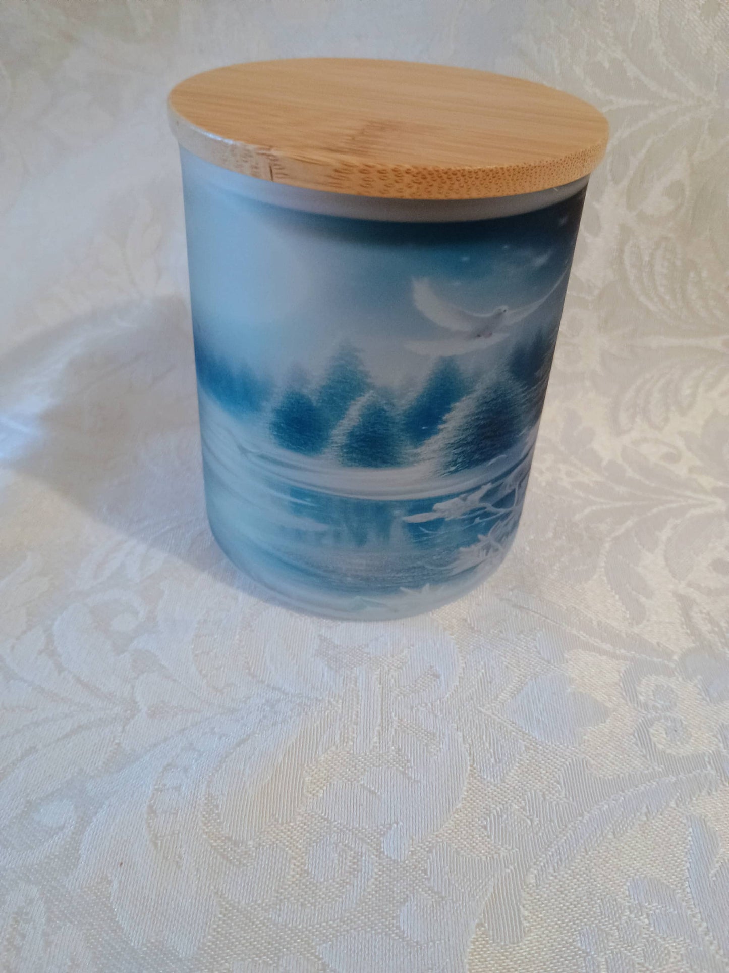 Glass Candle Jar~Wolf