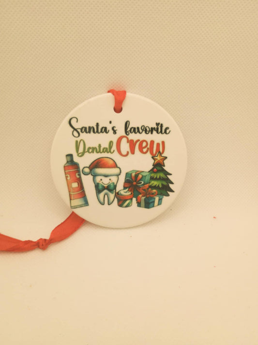 Ceramic Christmas ornament~ Santa's dental crew