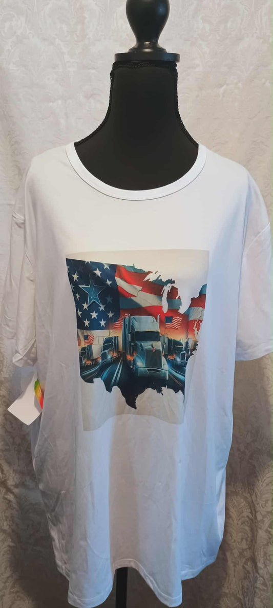 Men's t-shirt 2XL~truck with flag