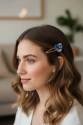 Metal Hair Barrette~blue multi