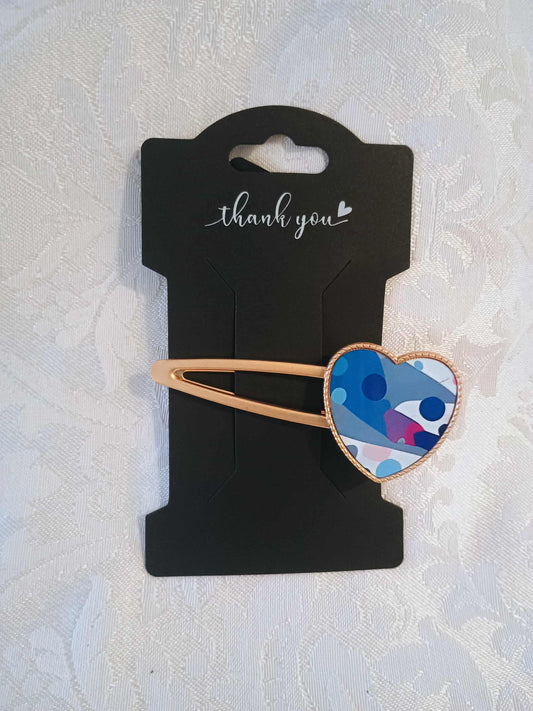 Metal Hair Barrette~blue multi