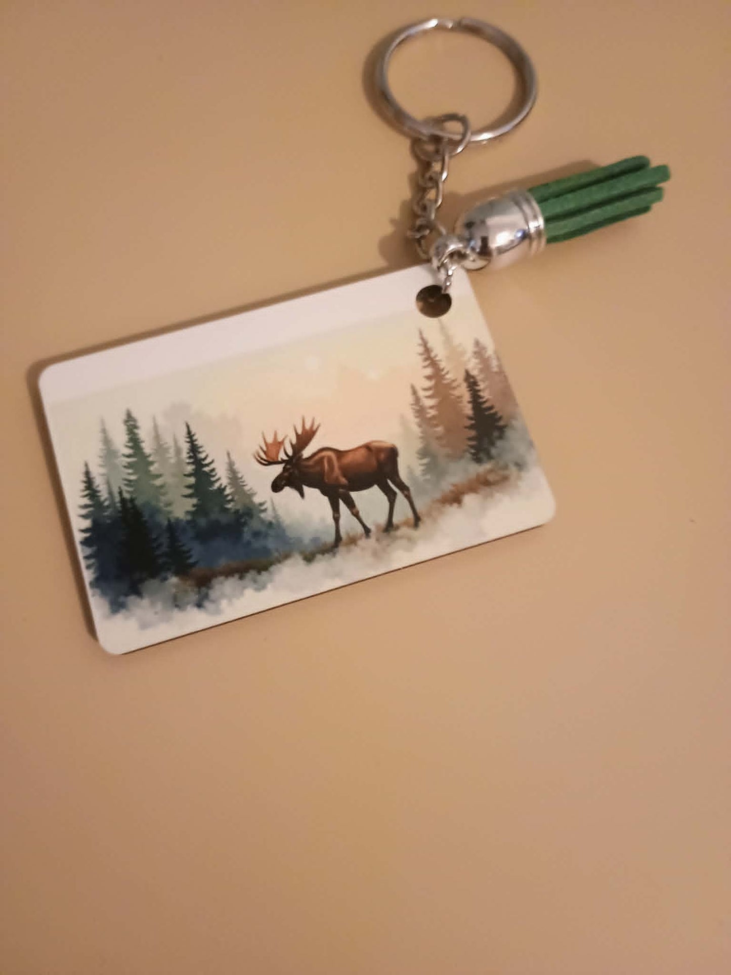 Rectangle keychain~Moose